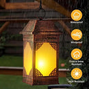 14" Solar Lanterns Outdoor Waterproof, Glass Flickering Flame Solar Lantern, Hanging Metal Lantern Decorative for Patio Front Porch Garden Backyard Tabletop Party Decoration by GreenHaven Gardens