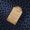 Casafield Round Pouf Ottoman, Navy Blue - 20" Diameter x 14.5" High Cotton Knit Foot Stool - Boho Floor Pouffe for Living Room, Bedroom, Home Office by CozyNest Decor