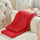 CozeCube Knit Throw Blanket,Christmas Red Checkered Bedroom Blanket for Couch,Soft Cozy Warm Knitted Blanket for Bed Sofa Living Room,Decorative Spring Fall Throw Blanket 60"X80",Christmas Red by CozyNest Decor