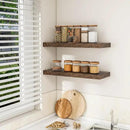 RICHFOCUS 31.5Inch Floating Shelves for Wall 2 Pack Shelves for Bedroom|Kitchen|Bathroom Wall Mounted Rustic Wood Floating Shelf with Invisible Brackets for Books|Storage|Decor, Rustic Brown by CozyNest Decor
