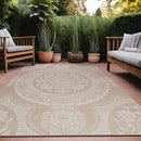 Medallion Outdoor Rug 5x7 Washable Outside Carpet for Indoor Patio Porch Waterproof Easy Cleaning Non Shedding Area Rugs Beige 5 x 7 by CozyNest Decor