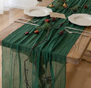 Table Runner Emerald Green Cheesecloth Gauze 120 Inch 10 FT Rustic Boho Cheese Cloth Table Runner for Wedding Baby Shower Bridal Shower Party Long Sheer Holiday Home Decorations by CozyNest Decor