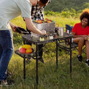 RedSwing Folding Grill Table with Extra Space, Adjustable Height Portable Small Stand Table for Outdoor Indoor Camping Picnic BBQ, Black with Side Table by GreenHaven Gardens