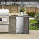 15 Inch Outdoor Beverage Refrigerator Cooler,Stainless Steel 127 Cans Beverage Fridge with French Door Under Counter Built-in or Freestanding, Perfect for Beer, Cola by CozyNest Decor