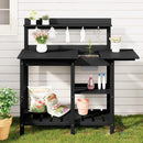 SERWALL Outdoor Potting Bench Potting Table with Sink, HDPE Potting Benches with Storage for Outside Gardening Table All Weather Use- Black by GreenHaven Gardens