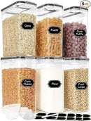 Cereal Containers Storage Set (4L / 135.2oz), 6PCS Airtight Food Storage Containers with Lids, Cereal Dispensers for kitchen Pantry Organizers and Storage with Pour Spout, 20 Labels, Marker by CozyNest Decor
