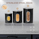 Moss & Stone 3-Piece Black Canisters Sets For The Kitchen, Airtight Canister Set With See Through Window, Storage Jars for Coffee Container, Tea Organizer & Sugar Canister, Black Kitchen Canisters by CozyNest Decor