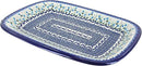 Blue Rose Polish Pottery Misty Large Rectangular Serving Platter by CozyNest Decor