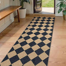Lahome Checkered Easy Jute Runner Rug, 2x8 Hallway Kitchen Runner Rug Non Slip Washable Outdoor Carpet for Entryway Indoor, Checkerboard Black Indoor Outdoor Carpet for Hallway 8ft Entry by CozyNest Decor