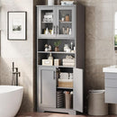GarveeHome 67" Tall Storage Cabinet, Tall Bathroom Cabinet with Glass Doors and Adjustable Shelves, Freestanding Kitchen Pantry Cabinets, Cupboard for Living Room, Dining Room, Gray by CozyNest Decor