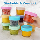 WILLDAN Glass Baby Food Storage Jars w/Lids (4 oz, 6 Pack Set) Snack, Puree, Reusable Small Containers, Breast Milk, Fridge or Freezer, Microwave & Dishwasher Safe, Essential Must Have for Infants by TinyTreasures Baby Boutique