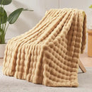 NEWCOSPLAY Faux Fur Throw Blanket Brown Bubble Blanket Thick Warm Soft for Couch Sofa Bed 550GSM (Brown, Throw(50"x60")) by CozyNest Decor