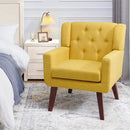 Accent Chair Button-Tufted Upholstered Living Room Chairs Comfy Reading Chair Mid Century Modern Chair with Linen Fabric Lounge Arm Chairs for Living Room Bedroom (Yellow) by CozyNest Decor