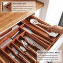 Premium Silverware, Flatware and Utensil Organizer for Kitchen Drawers, Expandable 14.5 to 25 Inches Wide, 10 Compartments, Food-Safe Premium Acacia Wood Finish Kitchen Storage Tray by CozyNest Decor