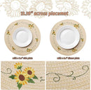 Whaline 4Pcs Round Sunflower Placemats Spring Summer Flower Embroidered Place Mats Floral Dinner Table Mats for Home Holiday Birthday Baby Shower Party Decor by CozyNest Decor