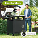 NUUK Grill Carts Outdoor with Enclosed Cabinet and Storage Drawer, Portable Patio Bar Cart with Wheels Stainless Steel Kitchen Storage Island 20" x 30" Rolling Prep Station for BBQ, Deck, Backyard by CozyNest Decor