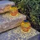 2 Pack Outdoor Solar Hanging Lantern Lights Metal LED Decorative Lamp for Garden Patio Courtyard Lawn and Table with Hollowed-Out Design (Sunset Blaze) by GreenHaven Gardens