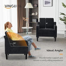 VINGLI Mid Century Modern Accent Chairs, Black Soft Chenille Reading Chair Upholstered Armchair Side Chairs Sofa Couches for Living Room, Bedroom, Apartment by CozyNest Decor