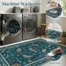 5x7 Washable Area Rug with Insect Print - Bug Rug Non-Shedding Stain Resistant Soft Carpet for Bedroom, Low Pile Ultra-Thin Machine Washable Carpet for Dining Room, Kids Nursery, Office (5'x7' Teal) by TinyTreasures Baby Boutique
