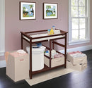 Badger Basket Modern Baby Changing Table with Laundry Hamper, 3 Storage Drawers and Pad, Diaper Change Station - Cherry/Ecru by TinyTreasures Baby Boutique