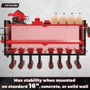 KAFAHOM Power Tool Organizer, Large 8 Drill Holder Wall Mount with 2 Side Pegboards, Heavy Duty Metal Tool Shelf with 12 Hooks, Storage Rack for Garage Organization, Utility Battery Shelves - Red by GreenHaven Gardens