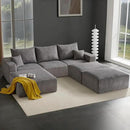 Boneless Sectional Cloud Couch Sofa Bed for Living Room, 112" Modular Modern Lounge 3 Seater Sleeper Grey Couches with Chaise, No Assemble, Cordury Compression Upholstered Sofas by CozyNest Decor