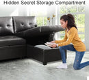 Naomi Home Modern Sectional Sofa with Storage Chaise Black/Air Leather by CozyNest Decor