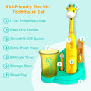 Brusheez Kids’ Electric Toothbrush Set - Safe & Effective for Ages 3+ - Parent Tested & Approved with Gentle Bristles, 2 Brush Heads, Rinse Cup, 2-Minute Timer, & Storage Base (Jovie The Giraffe) by TinyTreasures Baby Boutique