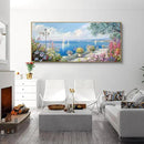 XLSJERST Extra Large Coastal Wall Art - Ocean Seascape Canvas Yellow Green Flowers Painting Landscape Sailboat Picture Artwork Modern Large Framed for Living Room Bedroom Home Office Decor by CozyNest Decor