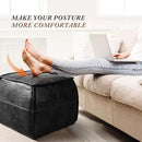 Leather Ottoman,Handmade Stuffed Square Ottoman,Genuine Leather Pouf, Foot Rest Pouf,Comfortable Soft Seating for Living Room & Bedroom (Black, Square) by CozyNest Decor