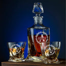 Personalized Whiskey Decanter and Stones Set - Customized Gift for Him - Men, Dad, Father - Engraved Twisted Decanter,2 Twisted Glasses, 2 XL Chilling Balls, Coasters, Tongs in Wooden Gift Box by CozyNest Decor