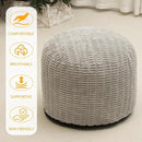 Round Stuffed Pouf Ottoman for Foot Rest, Storage Ottoman Pouf Foot Stool Cushion, Faux Fur Poufs with Foam Chunk Filling, 26 X 18 Inch Floor Chair for Living Room Bedroom Home Decor, Light Gray by CozyNest Decor