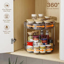 LAMU 2 Pack 2 Tier Lazy Susan Turntable Organizer 12'' Rotating Spice Rack Organization for Cabinet, Kitchen, Pantry, Countertop, Bathroom, Vanity, Medicine Cabinet Organizer, Grey by CozyNest Decor