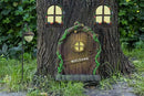 Resin Miniature Fairy Gnome Home Windows and Welcome Door with Fairy Lantern,Glow in Dark Art Sculpture for Trees Outdoor Indoor Garden Yard Wall Decorations by GreenHaven Gardens