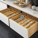 VaeFae Acacia Kitchen Silverware Organizer, Cutlery Drawer Organizer with 5 Compartments, Wooden Utensil Holder for Flatware and Cooking Tools by CozyNest Decor