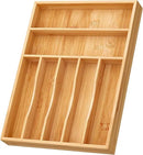 BAMEOS Bamboo Silverware Drawer Organizers, 11.9 inch Utensil Drawer Organizer for Kitchen Drawers, 7 Slots Total Large Flatware Organizer for Knives Cutlery Spoons Forks (Natural) by CozyNest Decor