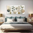 Boho Green Wall Art Mid Century Canvas Wall Art Decor Set Bohemian Abstract Wall Decor Modern Geometric Wall Painting Neutral Botanical Art Print Picture Living Room Bedroom Office Artwork 24"X 48" by CozyNest Decor