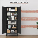 Kitchen Pantry Storage Cabinet with Doors and Adjustable Shelves, Metal ClosetMaid Food Pantry Cabinets, 75" Tall Freestanding Cupboard for Kitchen, Laundry or Utility Room, Black by CozyNest Decor