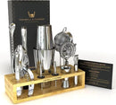 Highball & Chaser 13-Piece Boston Cocktail Shaker Set Stainless Steel Mixology Bartender Kit With Stand For Home Bar Cocktail Set | Laser Engraved Cocktail Tools | Plus E-Book with 30 Cocktail Recipes by CozyNest Decor