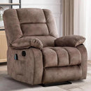 Massage Recliner Chair with Heat and Massage, Soft Fabric Ergonomic Manual Reclining Chairs, Heavy Duty Reclining Sofa Chair with Side Pockets for Living Room (Tan) by CozyNest Decor