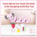 Stuffed Spiral Car Seat Toys for Baby Girls 0-6 Months, Perfect Newborn Gifts for Girls Essentials, Cute Pink Elephant Plush Items by TinyTreasures Baby Boutique