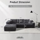 ovios 104" Cloud Sectional Couch with L-Shape Chaise,Modern Modular Sofa with Deep Seat, Upholstered Couches for Living Room Bedroom,No Assembly Required, Grey (Plush Corduroy Fabric) by CozyNest Decor