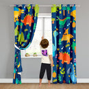 Cartoon Dinosaur Blackout Curtain Panels Curtains Blue Curtains for Boys Bedroom Grommet Top Window Treatment 2 Panels Drapes Kids Room Decor Navy Blue Curtains 84 Inch Length, 82" x 84" by TinyTreasures Baby Boutique
