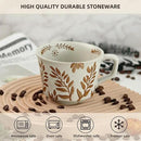 Ceramic Coffee Mug, 12 oz Novelty Unique Teacup with Large Handle, Stoneware Cup for Tea Mocha Latte Cappuccino Espresso (Set of 2, Butterfly and Ivy) by CozyNest Decor