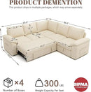 85 Inch Sectional Sleeper Sofa with Pull Out Bed,L Shaped 5 Seat Modular Sectional Sofa with Storage,Sectional Couches for Living Room,Cloud Modular Couch,Removable Sofa Cover,Beige by CozyNest Decor
