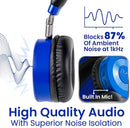 Puro Sound Labs JuniorJam Plus Volume-Limiting Wireless Bluetooth Headphones for Kids, Secure Audio with Adjustable On-Ear Design, 22-Hour Battery, Ideal for Tablets, Smartphones & PCs - Blue by TinyTreasures Baby Boutique