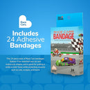 BioSwiss Bandages, Race Cars Shaped Self Adhesive Bandage, Latex Free Sterile Wound Care, Fun First Aid Kit Supplies for Kids and Adults, 24 Count by TinyTreasures Baby Boutique