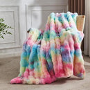 Lotus Karen Faux Fur Blanket Rainbow Twin Size - Big Bubble Rabbit Fluff Blanket for Couch, Small Fluffy Fuzzy Cozy Blanket, Thick Furry Plush Shaggy Blankets, 60x80 Inches by CozyNest Decor