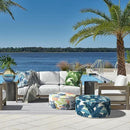 LVTXIII Indoor/Outdoor Inflatable Ottoman, D31 x H14 Inch Large Round Ottoman, All Weather Foot Rest Stool, Portable Footrest for Patio, Garden, Camping and Home - Swaying Palms Blue by CozyNest Decor
