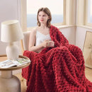 NEWCOSPLAY Super Soft King Blanket Red Premium Silky Flannel Fleece 3D Clouds Stylish Jacquard Lightweight Bed Blanket All Season Use 350GSM (Red, King(90"x110")) by CozyNest Decor